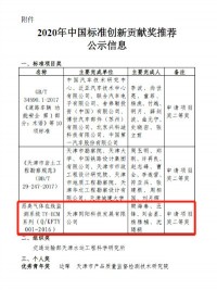 同陽科技入選2020年中國標(biāo)準(zhǔn)創(chuàng)新貢獻(xiàn)獎天津市推薦名單